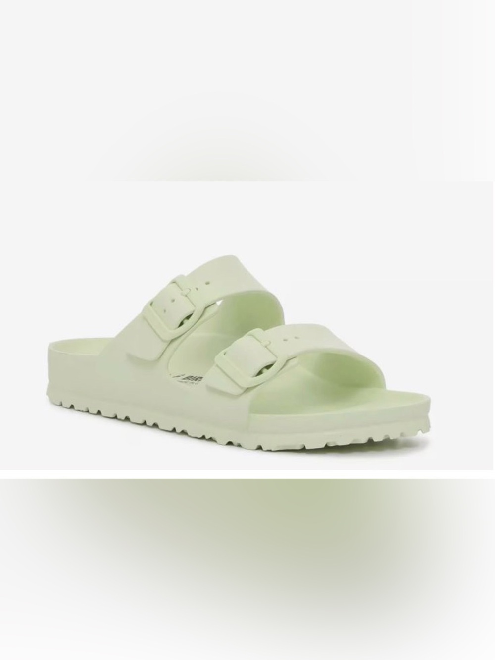 Birkenstock Two-Buckle Slide Sandals in Light Green